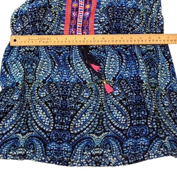 Nanette Lepore Indigo Paisley Mini Dress Halter Beach Coverup Womens Small Boho - Picture 9 of 11